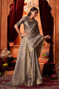 Grey Silk Saree With Blouse Piece