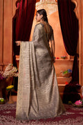 Grey Silk Saree With Blouse Piece