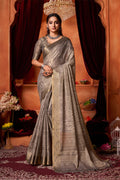 Grey Silk Saree With Blouse Piece