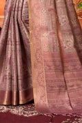 Rust Silk Saree With Blouse Piece