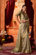 Green Silk Saree With Blouse Piece