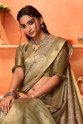 Green Silk Saree With Blouse Piece