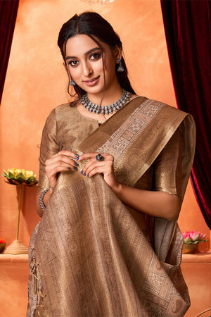 Gold Silk Saree With Blouse Piece