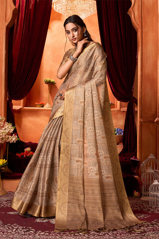 Gold Silk Saree With Blouse Piece