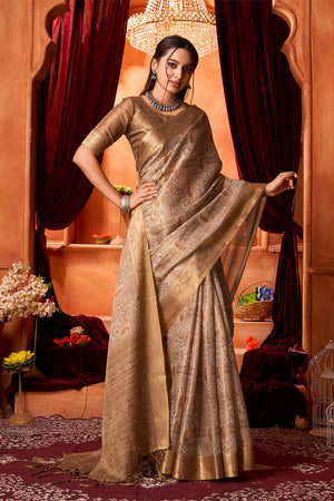 Gold Silk Saree With Blouse Piece
