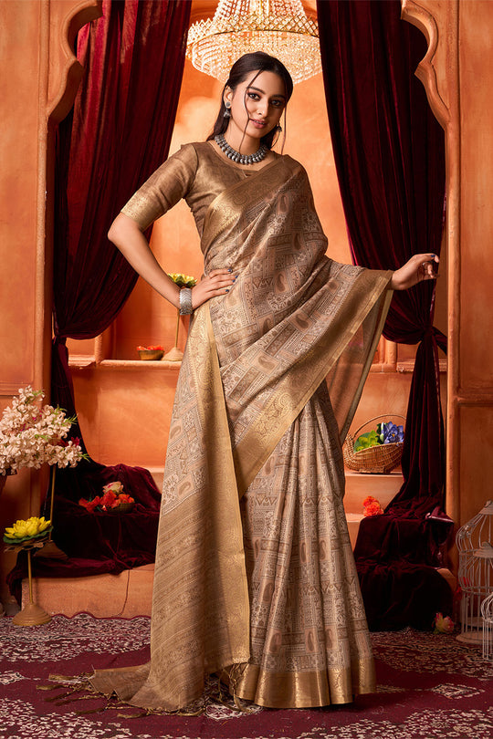 Gold Silk Saree With Blouse Piece