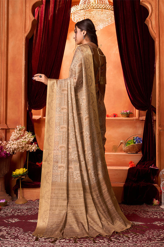 Gold Silk Saree With Blouse Piece