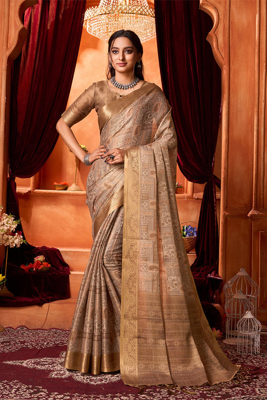 Gold Silk Saree With Blouse Piece