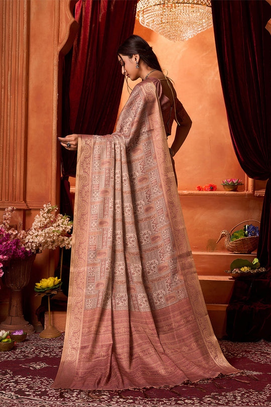 Orange Silk Saree With Blouse Piece