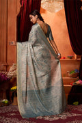 Grey Silk Saree With Blouse Piece