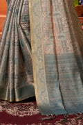 Grey Silk Saree With Blouse Piece