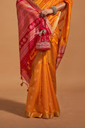 Orange  Banarasi Silk Saree With Blouse Piece