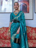 Ocean Blue Banarasi Saree