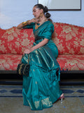 Ocean Blue Banarasi Saree