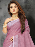 Electric Purple Linen Blend Sare