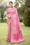 Pink Silk Saree With Blouse Piece