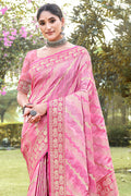 Pink Silk Saree With Blouse Piece