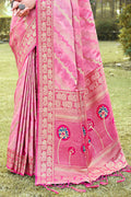Pink Silk Saree With Blouse Piece