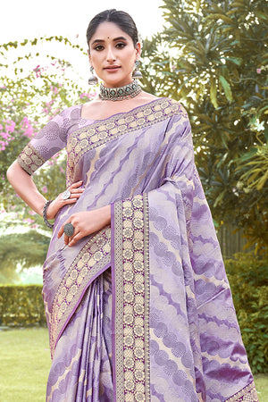 Violet Silk Saree With Blouse Piece