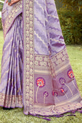 Violet Silk Saree With Blouse Piece