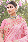 Light Pink Silk Saree With Blouse Piece
