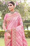 Light Pink Silk Saree With Blouse Piece