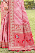 Light Pink Silk Saree With Blouse Piece