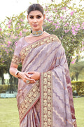 Purple Silk Saree With Blouse Piece