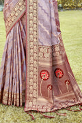 Purple Silk Saree With Blouse Piece