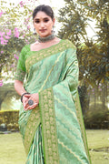 Light Green Silk Saree With Blouse Piece