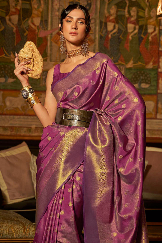 Mulberry Violet Kanjivaram Saree