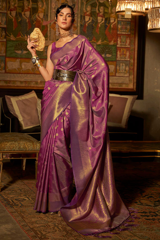 Mulberry Violet Kanjivaram Saree