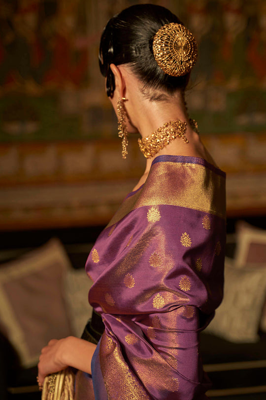 Mulberry Violet Kanjivaram Saree