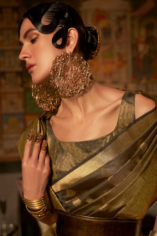 Jet Black Kanjivaram Saree