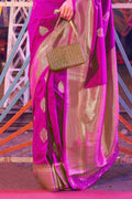 Purple Banarasi Art Silk Saree With Blouse Piece