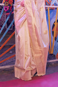 Cream Banarasi Art Silk Saree With Blouse Piece