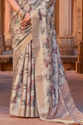 Coin Grey Digital Print Saree