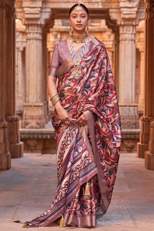 Onion Brown Digital Print Saree