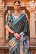 Dusky Grey Digital Print Saree