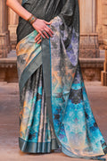 Dusky Grey Digital Print Saree