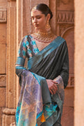 Dusky Grey Digital Print Saree