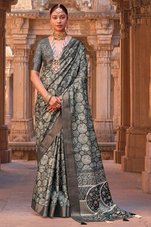 Sage Green Digital Print Saree