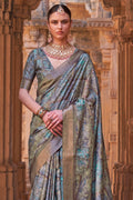 Pastel Blue Digital Print Saree