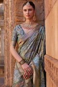 Pastel Blue Digital Print Saree
