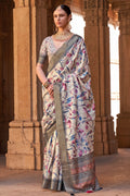 Off White Digital Print Saree