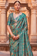 Peacock Green Digital Print Saree