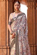 Ivory White Digital Print Saree