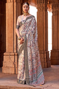Ivory White Digital Print Saree
