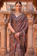 Tan Brown Digital Print Saree