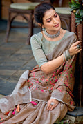 Fawn Brown Linen Blend Saree
